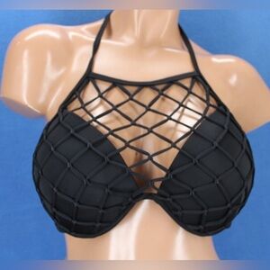 Shade and shore Black Halter Net Bra